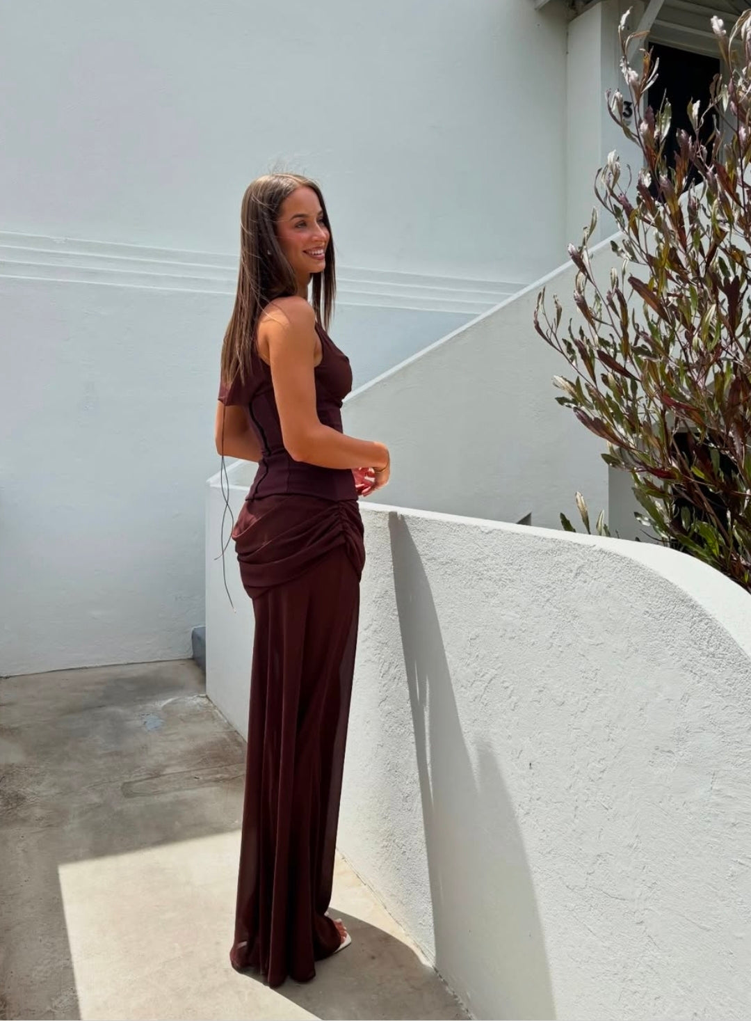 Hire NATALIE ROLT Cadence Gown in Espresso Brown