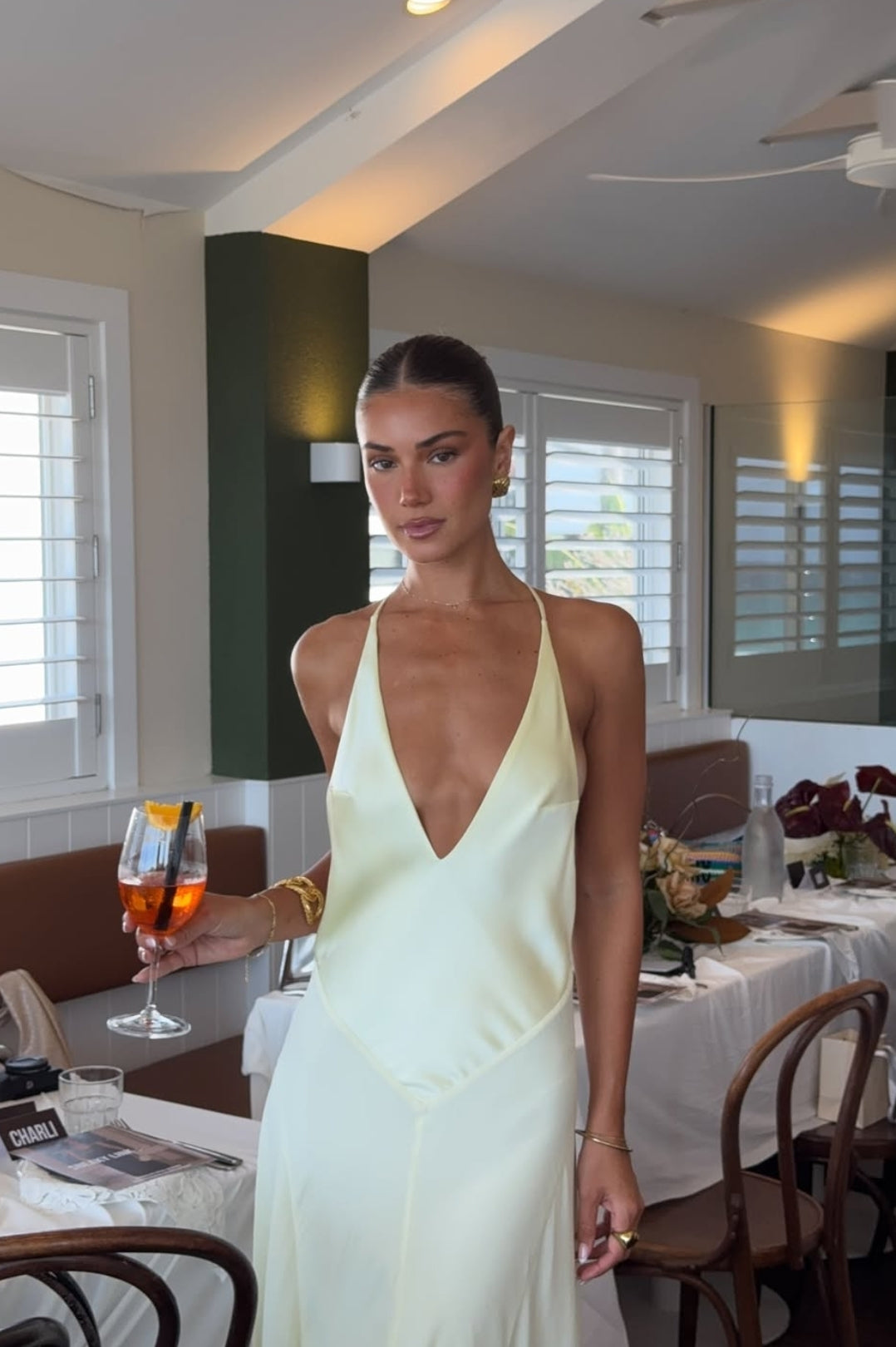 Hire SNEAKY LINK Jaz Hand V-Neck Maxi Dress in Yellow