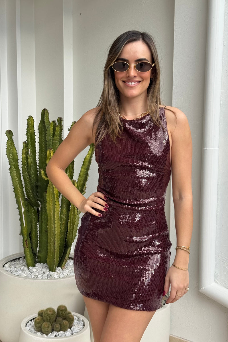 Hire BEC+BRIDGE Celestia Mini Dress in Plum
