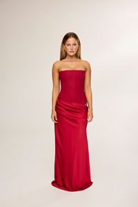 Hire HNTR Huxley Gown in Wine Red