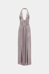 Hire MISHA Jennifer Cupro Maxi Dress in Foil Jersey Cinder
