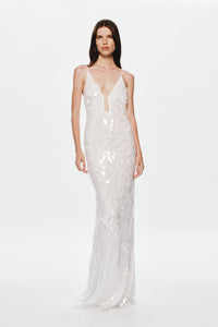 Hire MISHA Sapphire Sequin Maxi Dress in Ivory White
