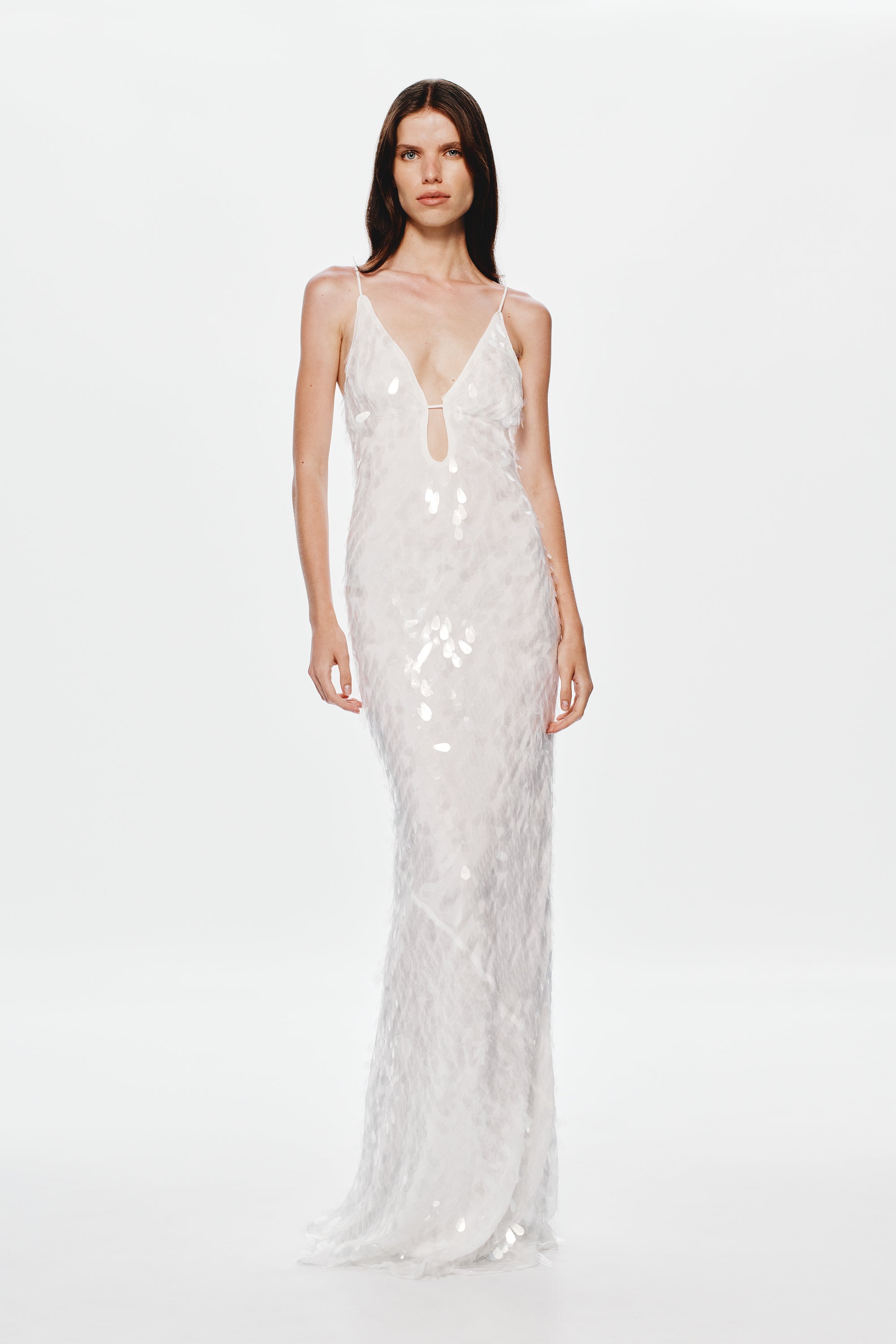 Hire MISHA Sapphire Sequin Maxi Dress in Ivory White