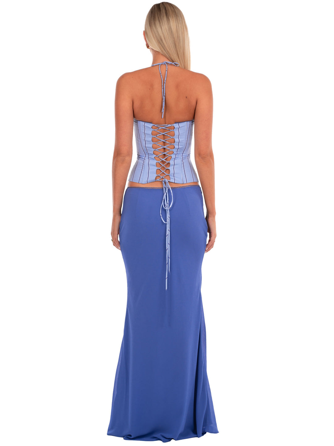 Hire I AM DELILAH. Angelina SET Maxi Skirt and Corset Top in Bluebell