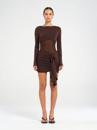 Hire BENNI Juni Mini Dress in Chocolate Brown