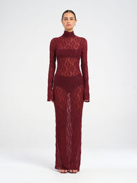 Hire BENNI Dante Maxi Dress in Maroon Red
