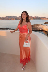Hire SNEAKY LINK Jaz Hand Lilah Lace Maxi Dress in Orange