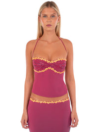 Hire I AM DELILAH. Jemima SET Maxi Skirt and Halter Top in Wine Red