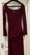 Hire DECONDUARTE Guilietta Lace Maxi Dress in Shiraz Red