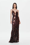 Hire MISHA Sapphire Sequin Maxi Dress in Fig Brown