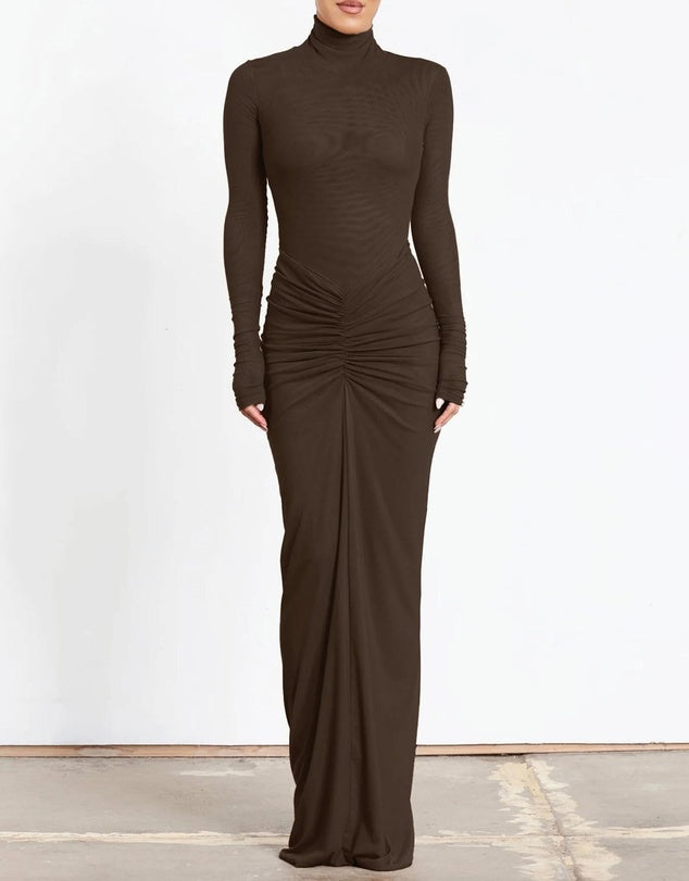 Hire EFFIE KATS Pilar Set Bodysuit and Maxi Skirt in Chocolate Brown