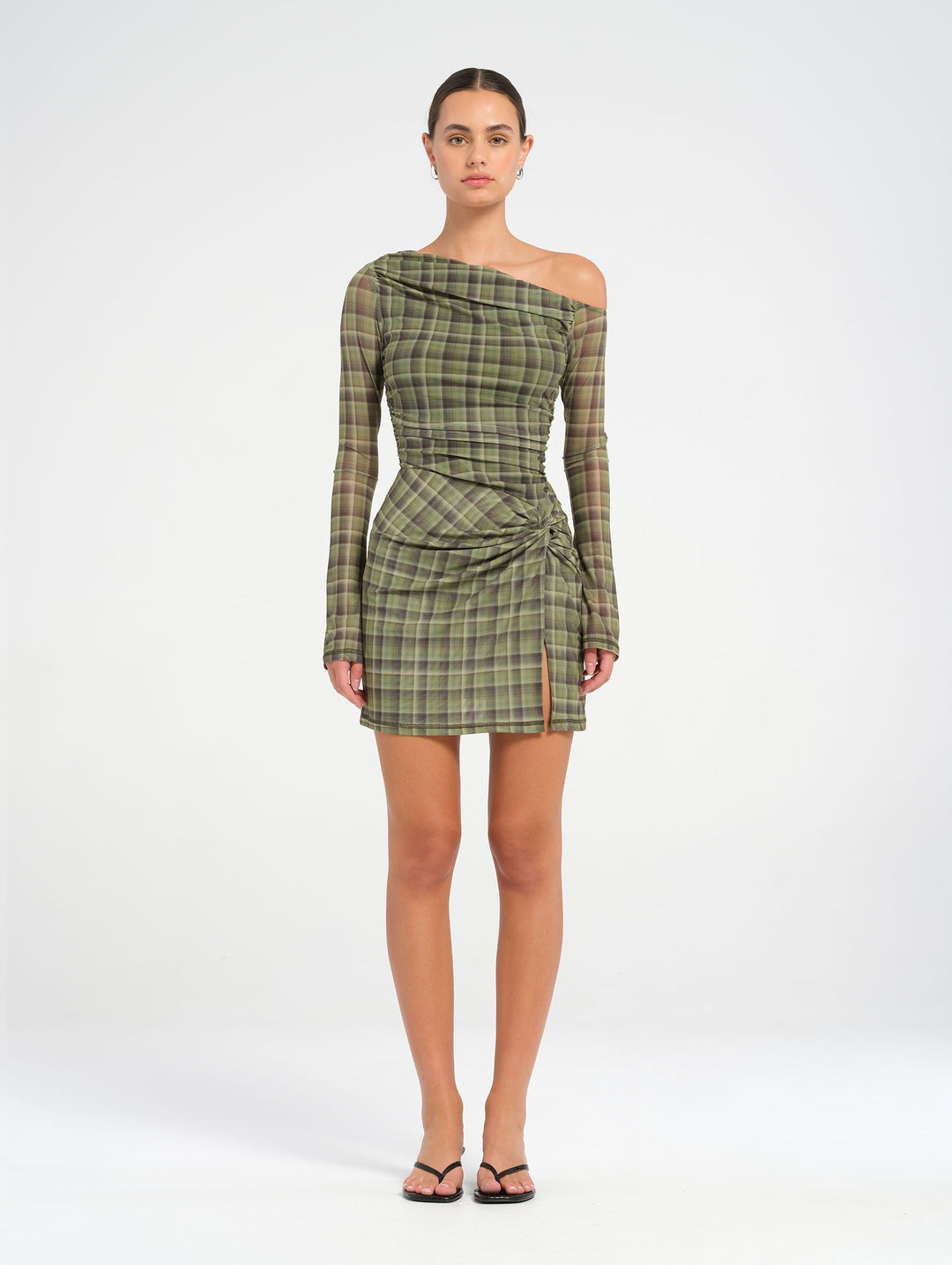 Hire BENNI Clueless Vibes Mini Dress in Green Check