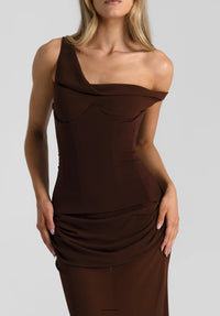 Hire NATALIE ROLT Cadence Gown in Espresso Brown