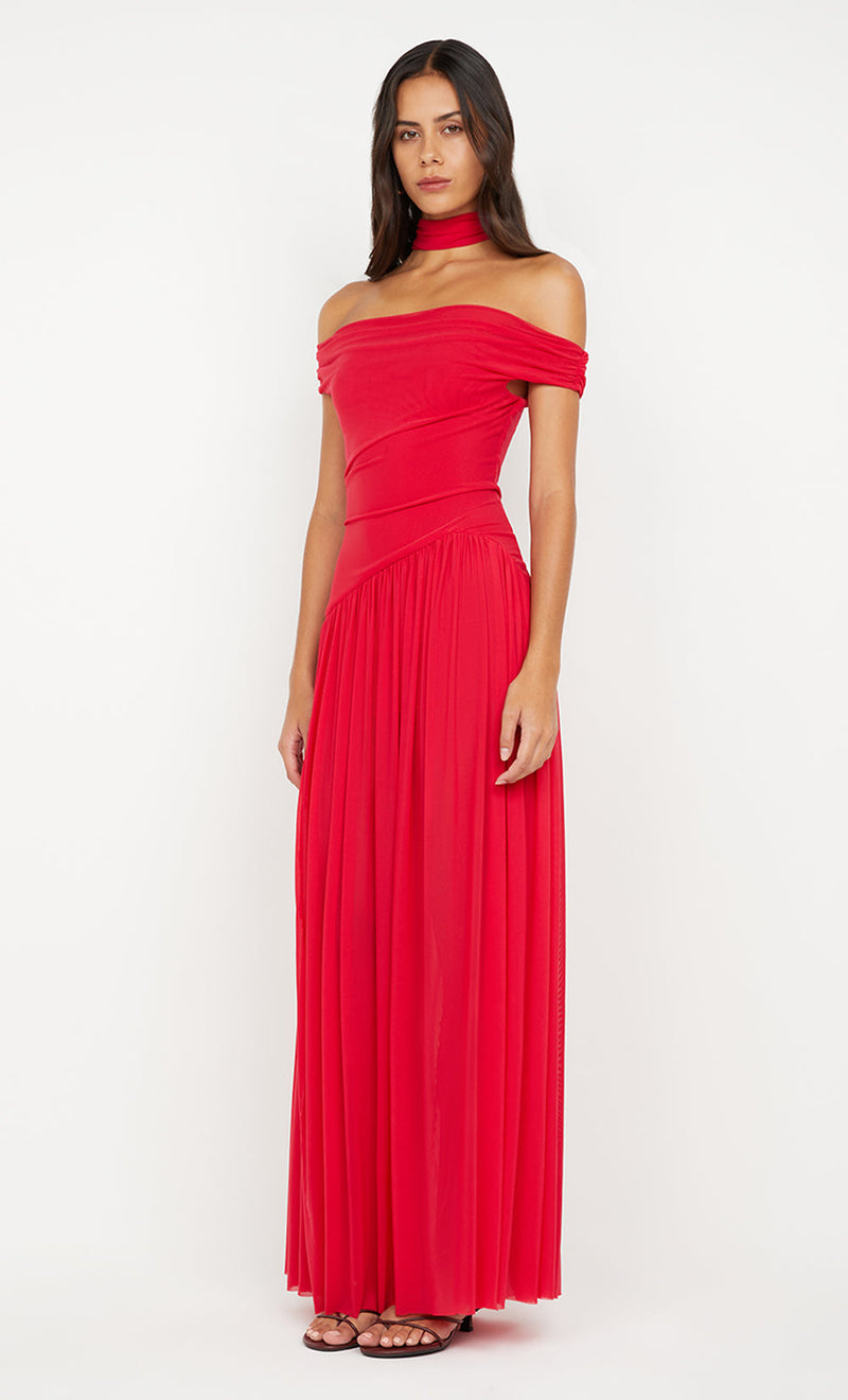 Hire BEC+BRIDGE Deija Offshoulder Maxi Dress in Strawberry Red