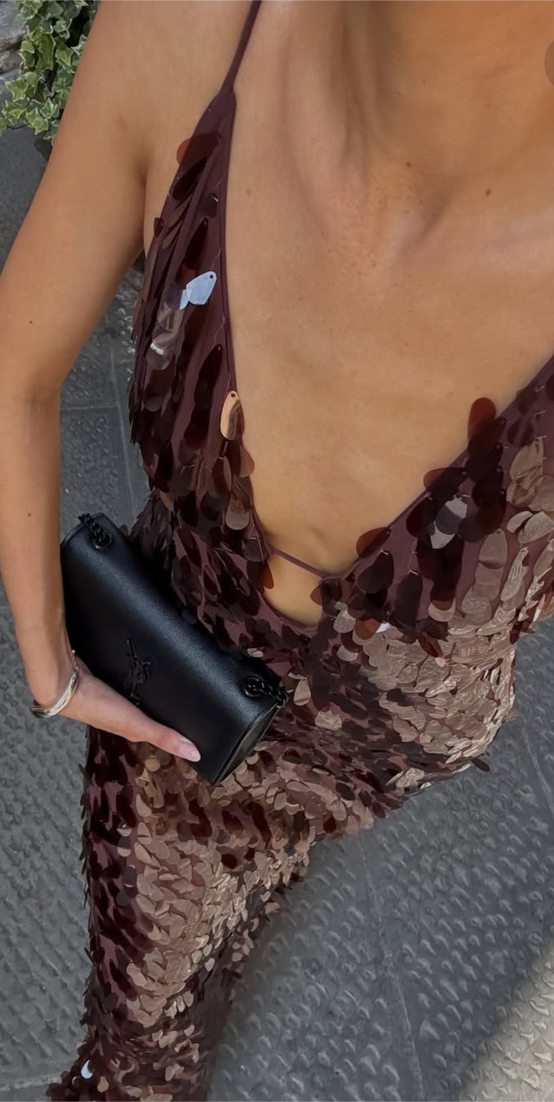 Hire MISHA Sapphire Sequin Maxi Dress in Fig Brown