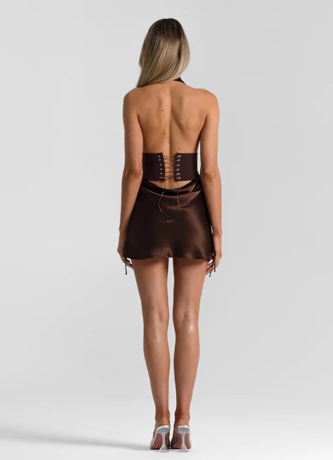 Hire NATALIE ROLT Evelyn Mini Skirt in Espresso Brown (SKIRT ONLY)