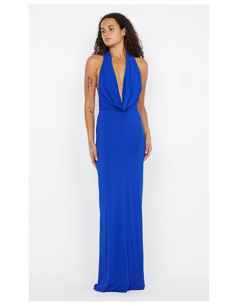 Hire BEC+BRIDGE Nessie Cowl Neck Maxi Dress in Ultramarine Blue