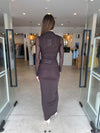 Hire EFFIE KATS Pilar Set Bodysuit and Maxi Skirt in Chocolate Brown