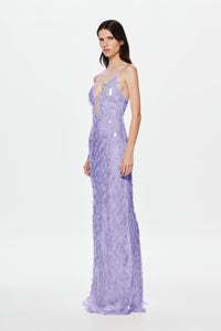 Hire MISHA Sapphire Sequin Maxi Dress in Purple Lilac