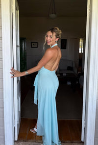 Hire BEC+BRIDGE Soneva Wrap Maxi Dress in Arctic Blue