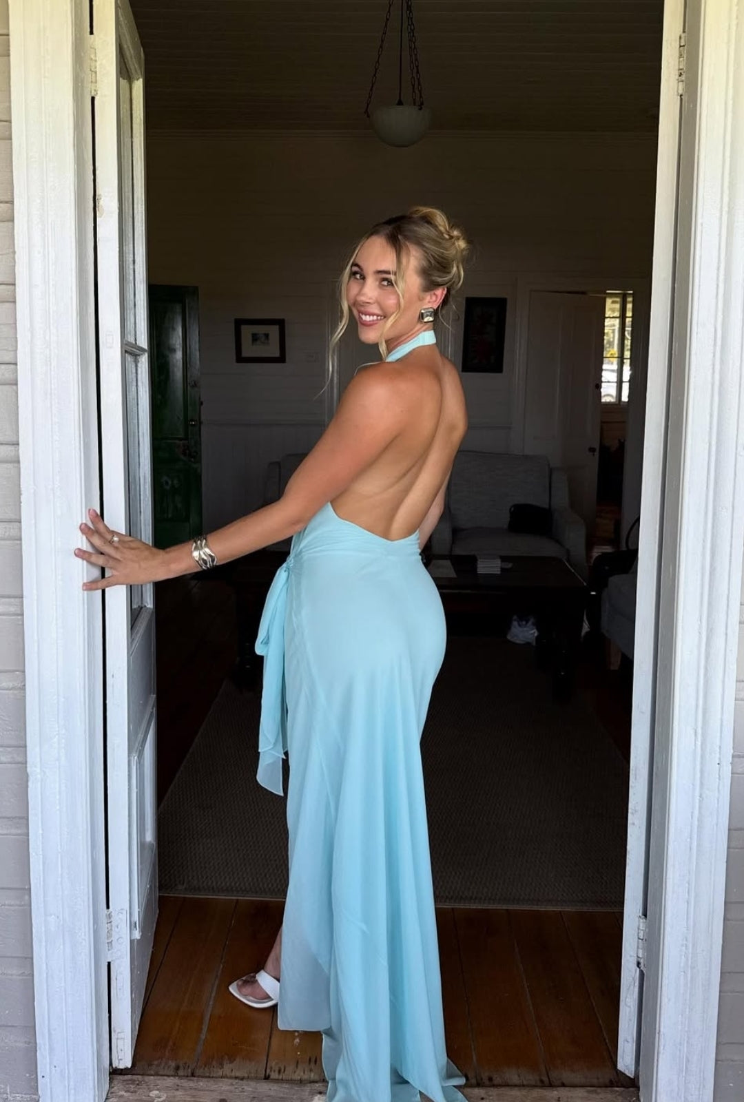 Hire BEC+BRIDGE Soneva Wrap Maxi Dress in Arctic Blue