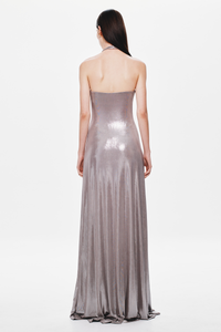 Hire MISHA Jennifer Cupro Maxi Dress in Foil Jersey Cinder