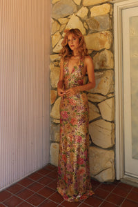 Hire FAIT PAR FOUTCH Liana Dress in Fleur Sequin Gold