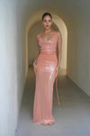Hire DECONDUARTE Lilou Sequin Maxi Dress in Coral