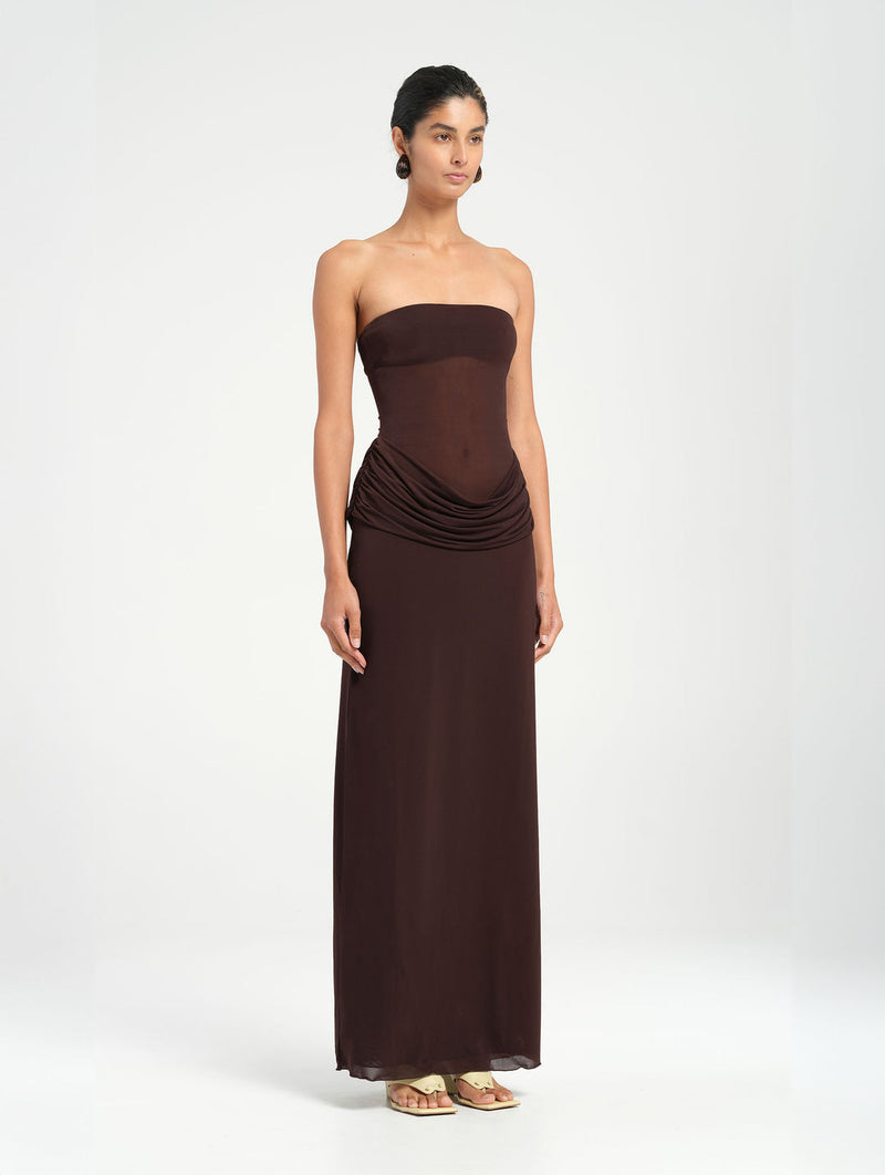 Hire BENNI Petra Maxi Dress in Chocolate Brown