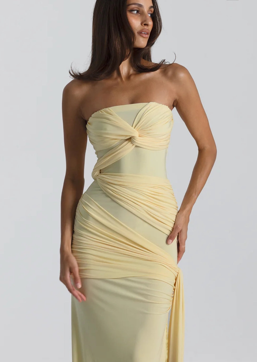 Hire NATALIE ROLT Miranda Gown in Lemon Yellow