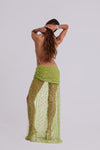 Hire JADED LONDON Stellar Asymmetric Hand Beaded Maxi Dress in Lime Green