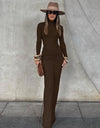 Hire EFFIE KATS Pilar Set Bodysuit and Maxi Skirt in Chocolate Brown