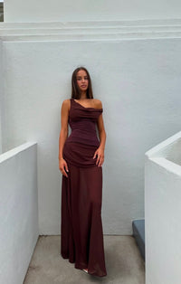 Hire NATALIE ROLT Cadence Gown in Espresso Brown