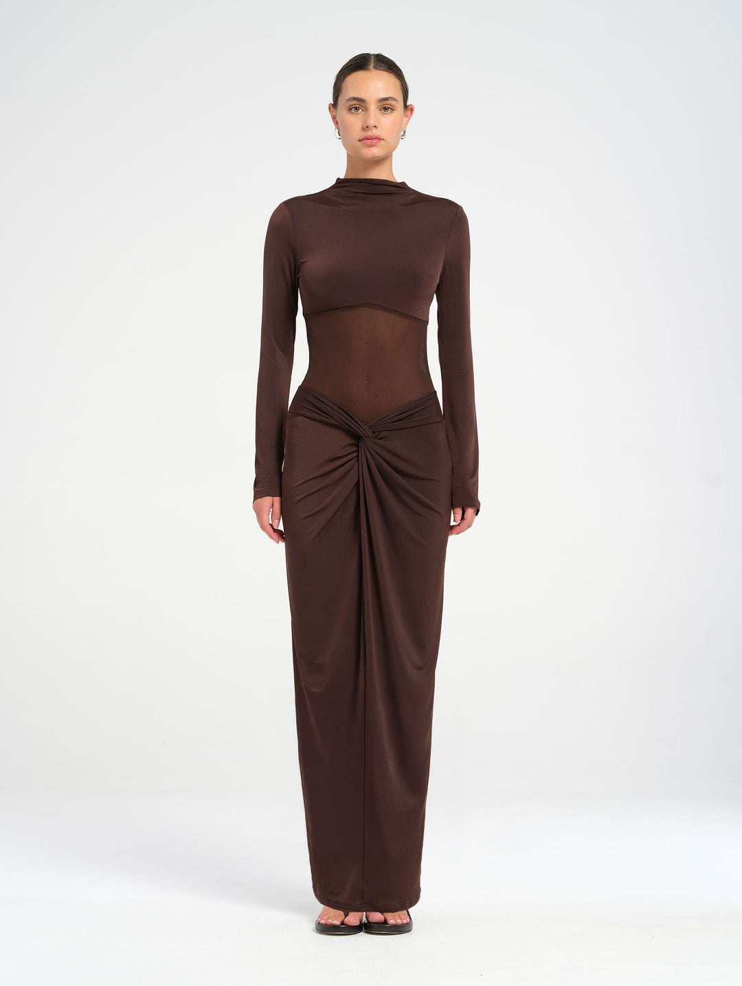 Hire BENNI Dora Maxi Dress in Chocolate Brown
