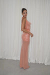 Hire DECONDUARTE Lilou Sequin Maxi Dress in Coral
