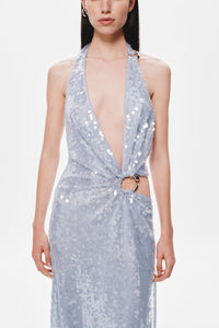 Hire MISHA Devon Sequin Maxi Dress in Cloud Blue