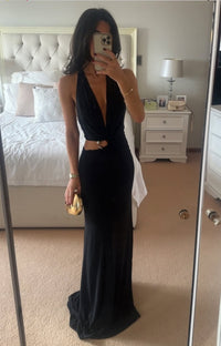 Hire MISHA Devon Cupro Maxi Dress in Black