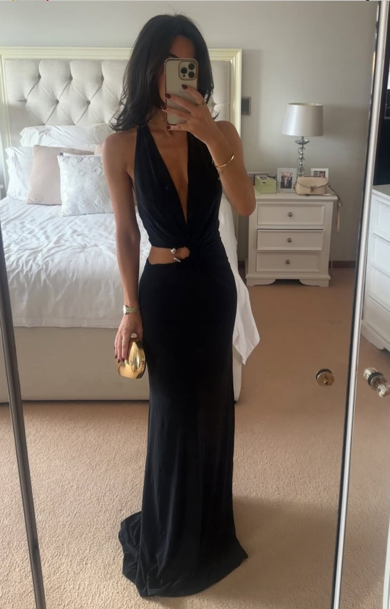 Hire MISHA Devon Cupro Maxi Dress in Black