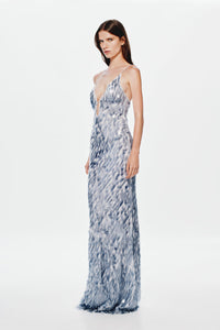 Hire MISHA Sapphire Sequin Maxi Dress in Dove Grey