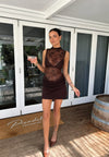 Hire BENNI Darby Mini Dress in Chocolate Brown Lace