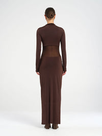 Hire BENNI Dora Maxi Dress in Chocolate Brown