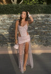 Hire JADED LONDON Stellar Asymmetric Hand Beaded Maxi Dress in Pink