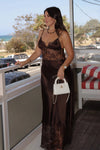Hire SNEAKY LINK Jaz Hand Lace Maxi Dress in Chocolate Brown