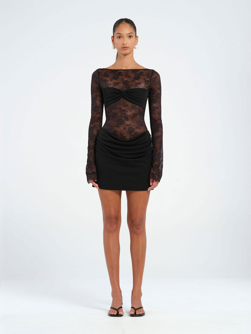 Hire BENNI Oskar Mini Dress in Black Lace