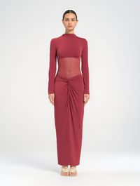 Hire BENNI Dora Maxi Dress in Wine Red