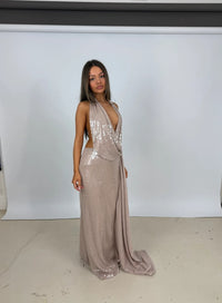 Hire CALIA COLLECTION Leila Sequin Maxi Dress in Silver