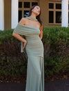 Hire BY NICOLA Fiesta Off Shoulder Dress in Pistachio Green