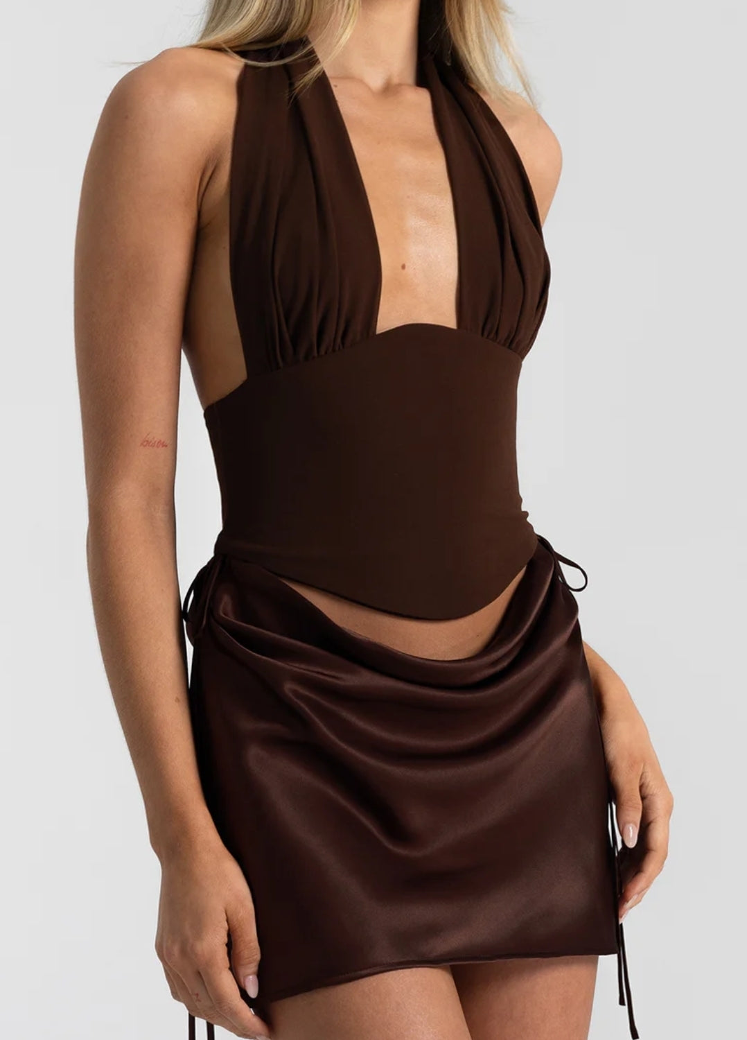 Hire NATALIE ROLT Evelyn Mini Skirt in Espresso Brown (SKIRT ONLY)