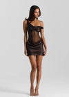 Hire Natalie Rolt Elodie Mini Dress in Espresso Brown