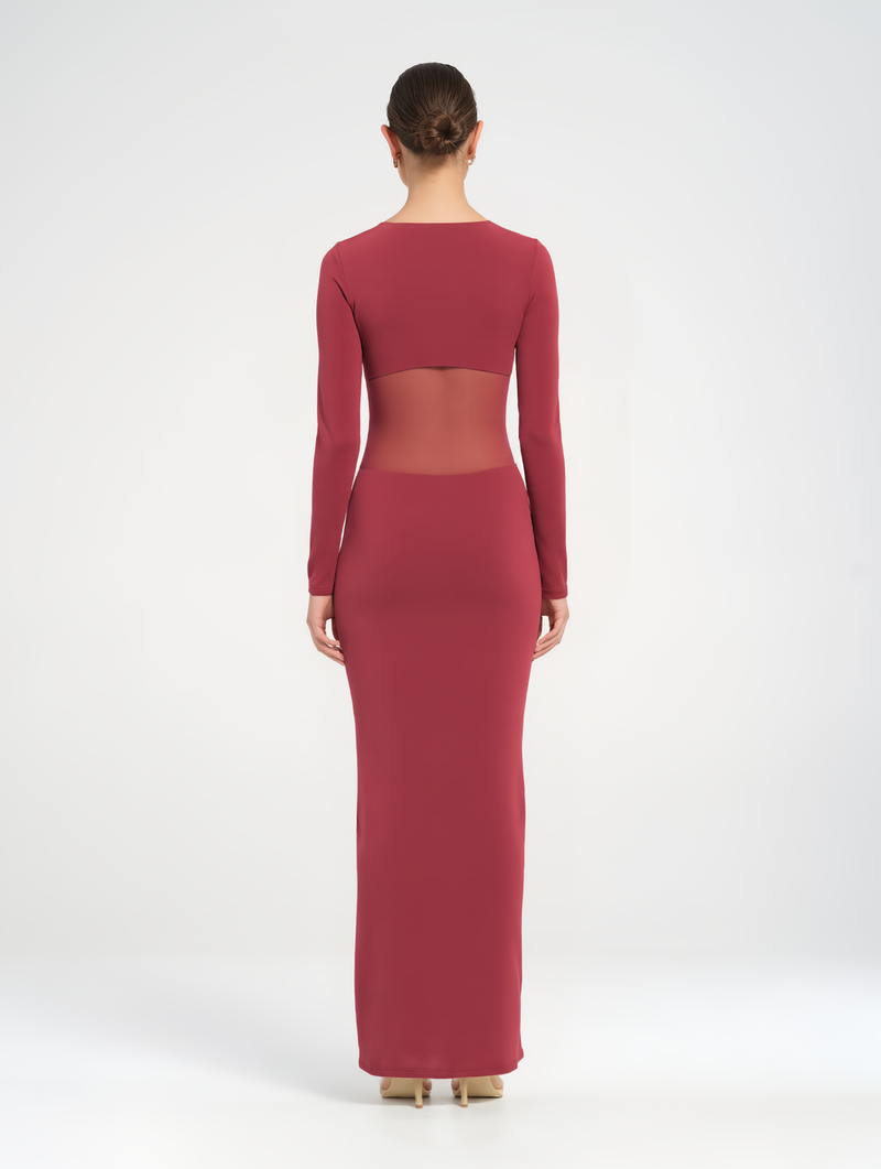 Hire BENNI Dora Maxi Dress in Wine Red